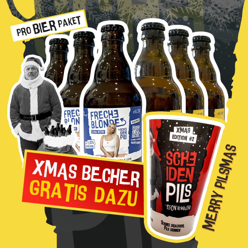 6er Pro-BIER-Paket + 1 XMAS BECHER - ScheidenPils & Freche Blonde